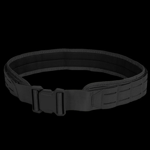 The Condor LCS Vector Belt is a black utility belt with a plastic buckle and reinforced sides, designed for law enforcement and first responders, shown on a white background.